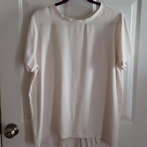 LOFT Ivory Short Sleeve Pleated Back Blouse Size L